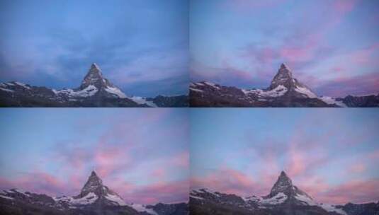 延时拍摄雪山日出景观高清在线视频素材下载