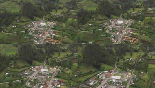 飞越村庄的安第斯小山村的鸟瞰图高清在线视频素材下载