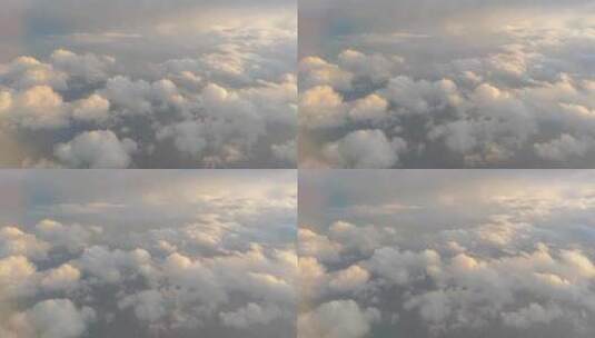 黄昏时分安徽合肥上空飞机窗外的云景高清在线视频素材下载