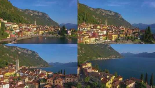 意大利科莫湖畔的瓦伦纳村。意大利著名的高山湖泊高清在线视频素材下载