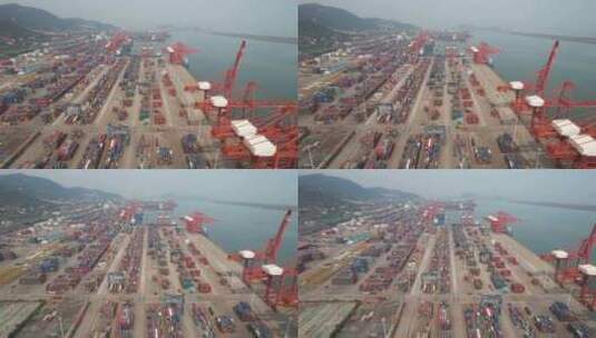 港口码头集装箱物流运输航拍高清在线视频素材下载