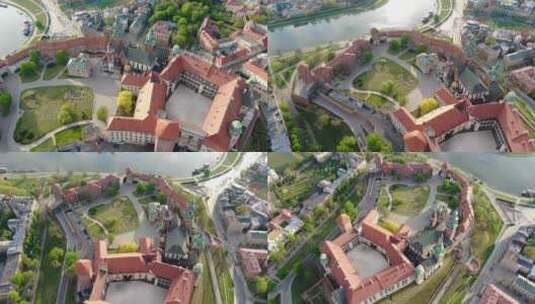 波兰克拉科夫克拉科夫瓦维尔皇家城堡的航拍镜头高清在线视频素材下载
