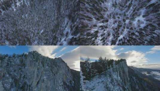 FPV穿越机无人机航拍雪山白雪森林树林高山高清在线视频素材下载