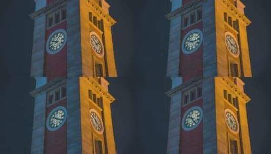 香港尖沙咀钟楼夜景固定延时高清在线视频素材下载