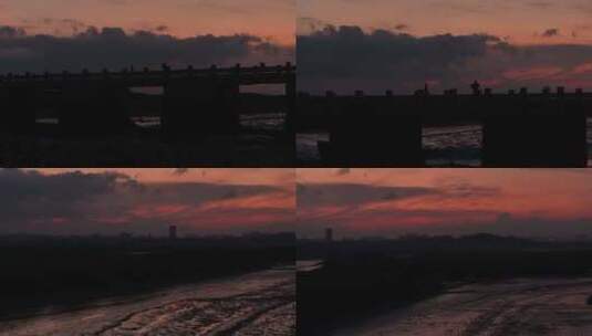 洛阳桥清晨航拍高清在线视频素材下载