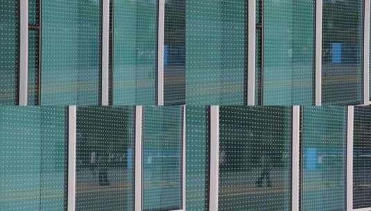 腾讯滨海大厦“防鸟撞改造点”波点贴纸高清在线视频素材下载