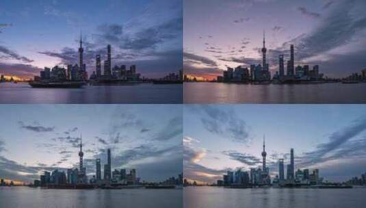 上海 城市风光 日转夜延时 金融发展高清在线视频素材下载