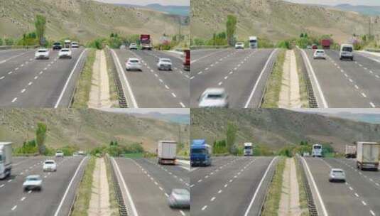 在高速公路两边的车流飞快的驶过高清在线视频素材下载