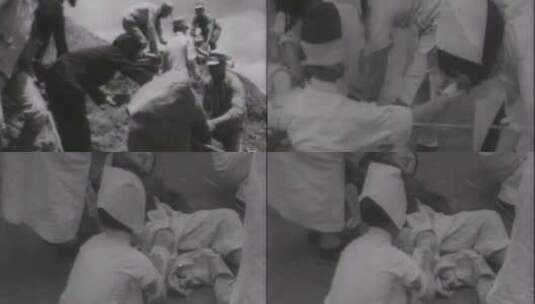 抗战时期护士给伤员包扎伤口高清在线视频素材下载