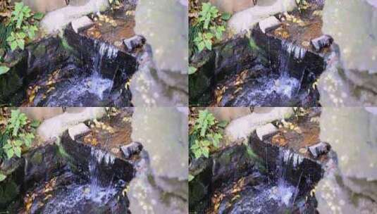 杭州永福寺清澈的瀑布水流慢镜头高清在线视频素材下载