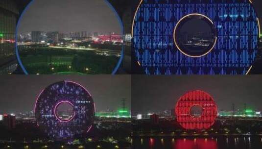 广州圆夜景航拍高清在线视频素材下载