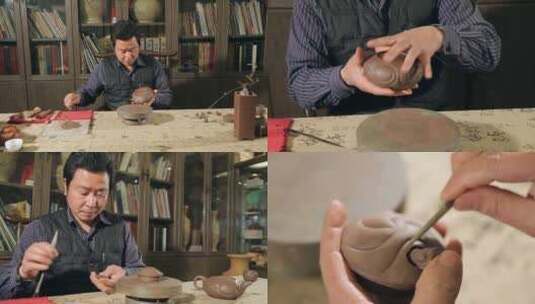 手工艺品民间艺人陶瓷产品高清在线视频素材下载