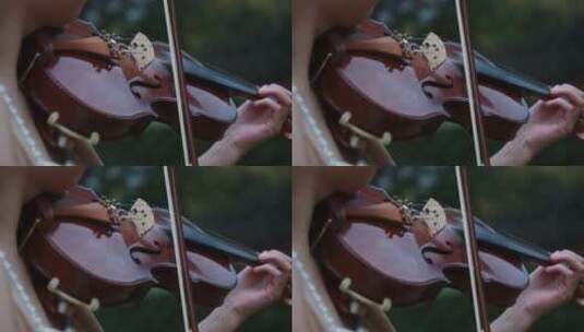 小提琴在住宅小区内演奏高清在线视频素材下载
