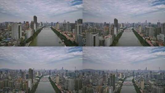 广州荔湾区越秀区 老城区航拍高清在线视频素材下载