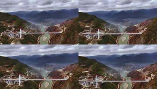 航拍云南金沙江大桥和金沙江高清在线视频素材下载