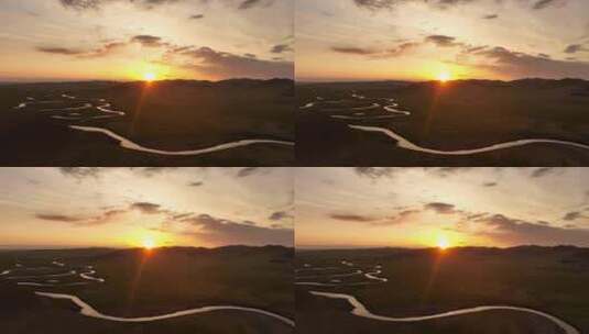 呼伦贝尔草原自然风光莫尔格勒河日出风景高清在线视频素材下载