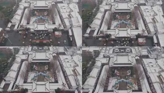 南京夫子庙雪景航拍高清在线视频素材下载