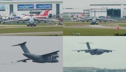 国产大型空中加油机运油20飞行表演高清在线视频素材下载