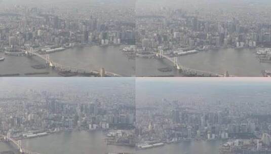 飞机上航拍窗外日本东京现代城市景观高清在线视频素材下载