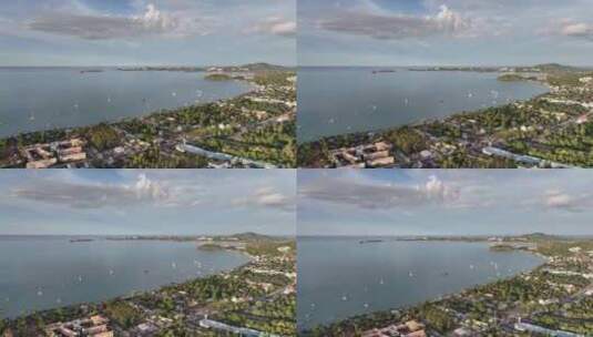 泰国苏梅岛海岛海湾海岸线航拍自然景观高清在线视频素材下载
