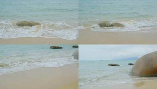 海南三亚海边海滩海浪石头岩石高清在线视频素材下载