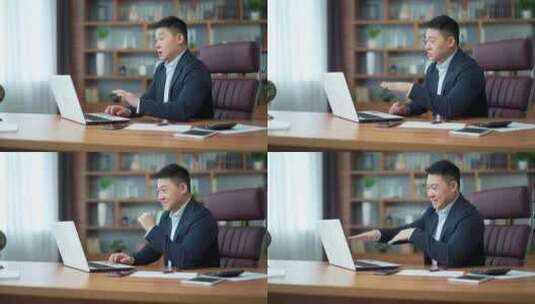 亚洲商人在办公室使用笔记本电脑远程进行视高清在线视频素材下载