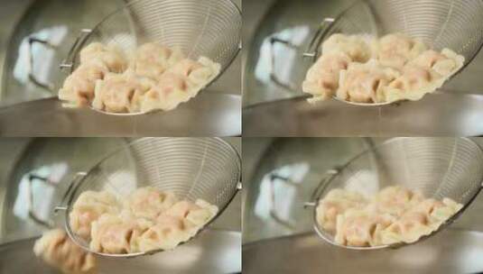 冬至煮饺子特写慢动作高清在线视频素材下载