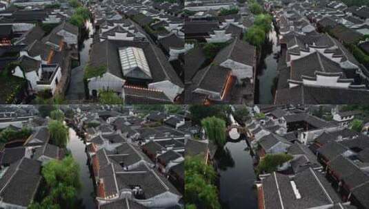 浙江嘉兴月河历史街区夜景航拍高清在线视频素材下载