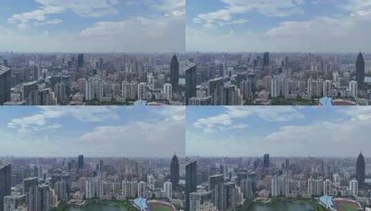 航拍湖北武汉城市天际线CBD高楼建筑高清在线视频素材下载