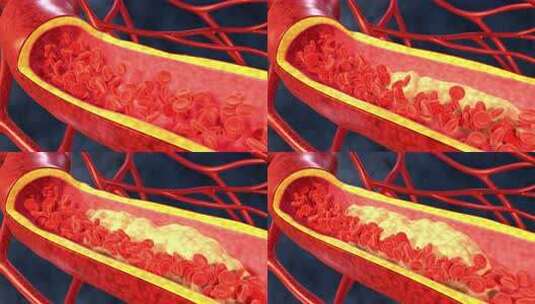 血管特写中红细胞的流动。血管壁上不断增长高清在线视频素材下载