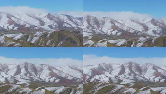 航拍青藏高原青海祁连山脉天境祁连雪山雪景高清在线视频素材下载