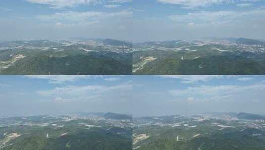 黄石市大景航拍城市远景山顶眺望远方城市高清在线视频素材下载