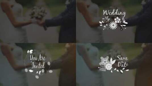 唯美温馨鲜花装饰婚礼标志AE模板高清AE视频素材下载