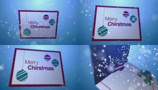 圣诞节贺卡打开散落雪花弹出头像动画庆祝圣诞节AE模版高清AE视频素材下载