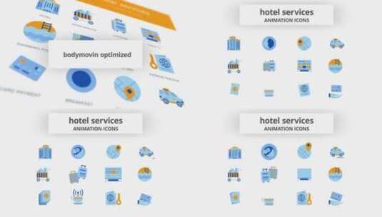 创意卡通酒店服务动画图标展示AE模板高清AE视频素材下载