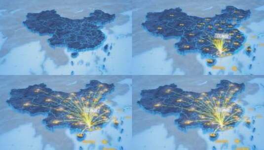 江门市江海区辐射全国网络地图ae模板高清AE视频素材下载
