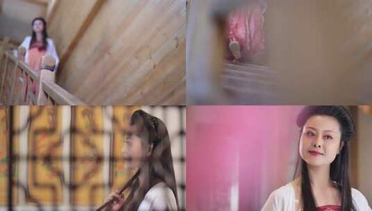 古装女子走下阁楼 古风 传统文化 古代高清在线视频素材下载