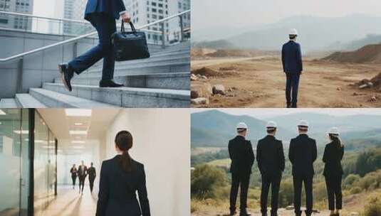 各行各业工人前行脚步背影匆忙的背影前进高清在线视频素材下载