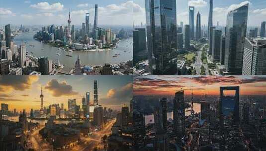 上海城市天际线延时摄影高清在线视频素材下载