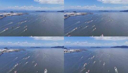 惠州大亚湾开海千船出海风光视频高清在线视频素材下载