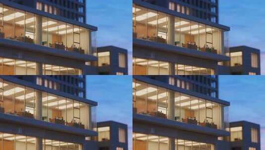 商务办公室加班夜晚金融行业场景视频高清在线视频素材下载