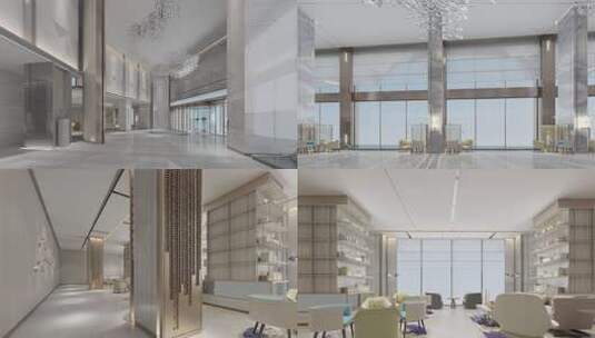 现代酒店大堂设计动画空镜合集高清在线视频素材下载