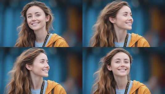 自信女孩阳光笑容迎接美好一天高清在线视频素材下载