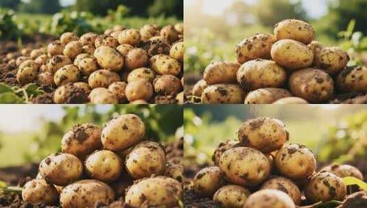田地里刚收获的新鲜土豆高清在线视频素材下载