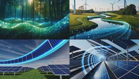 新能源风力水力光伏发电场景高清在线视频素材下载