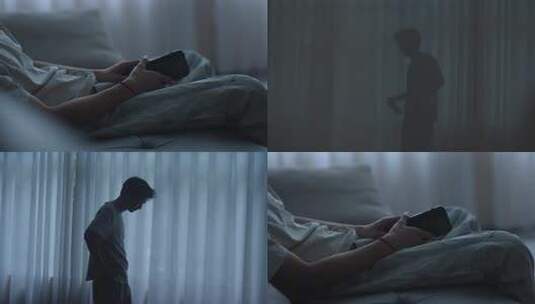 情绪低落失败男人孤独背影心情烦躁高清在线视频素材下载