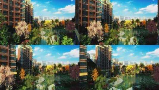 绿色城市生态城市高端小区地产动画高清在线视频素材下载