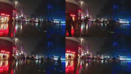 城市的雨夜特写高清在线视频素材下载