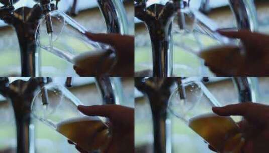 用的玻璃杯接啤酒的特写高清在线视频素材下载