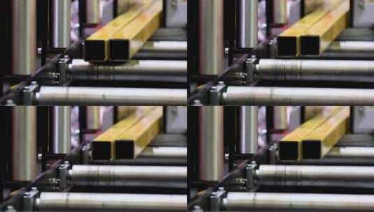 随机器辊轴运动的金属零件高清在线视频素材下载